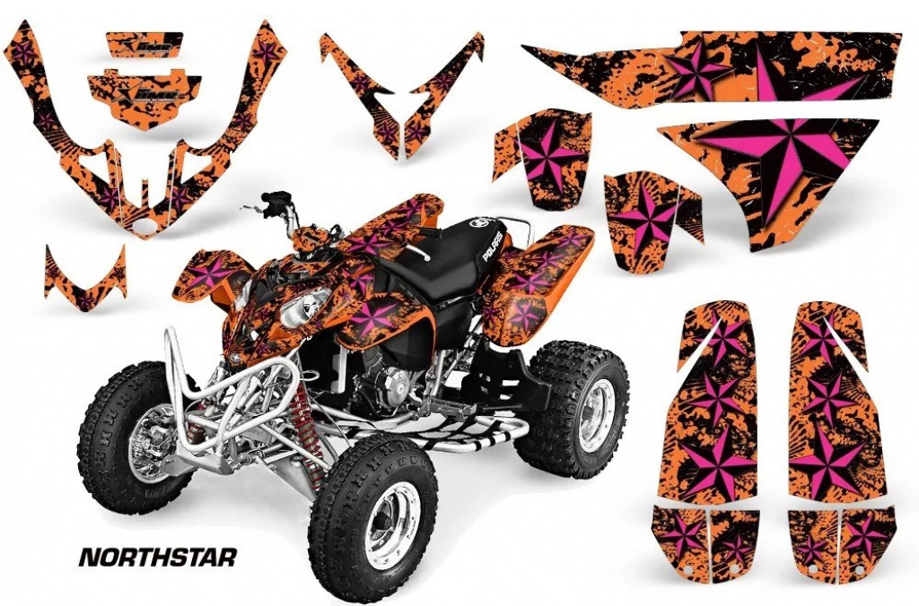 Northstar Hintergrund = Orange, Designfarbe = Pink für Polaris Predator 500