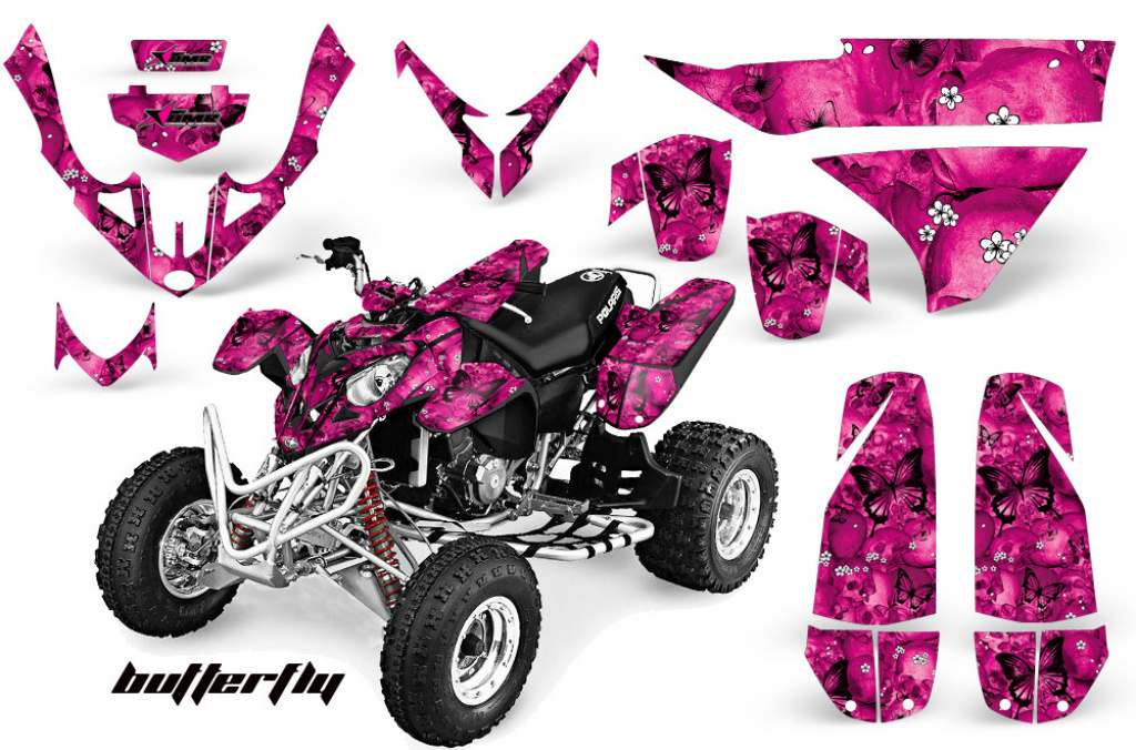 Butterfly Hintergrund = Pink, Designfarbe = Schwarz für Polaris Predator 500