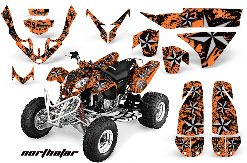 Northstar Hintergrund = Orange, Designfarbe = Silber für Polaris Predator 500