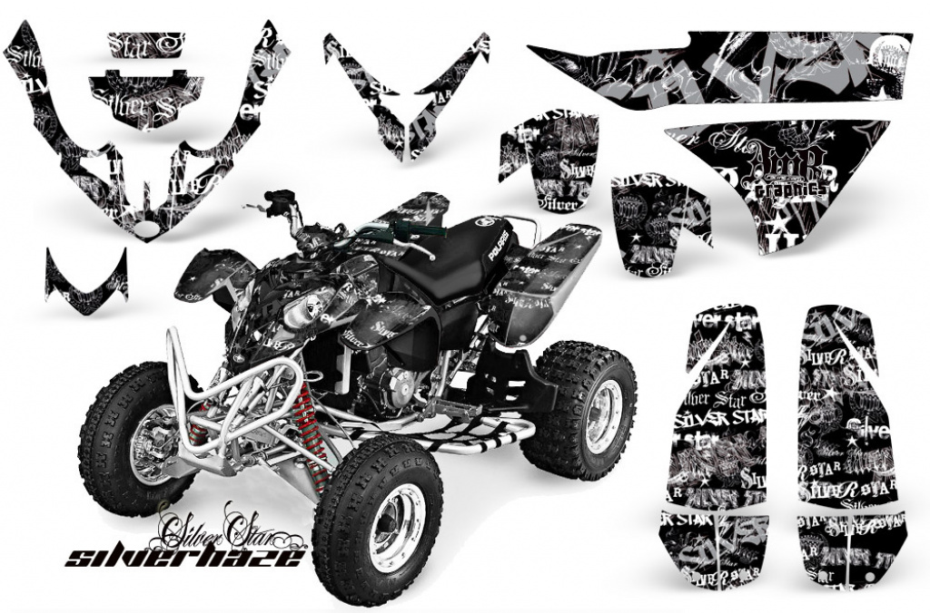 SilverStar - Silverhaze Hintergrund = Schwarz, Designfarbe = Weiß für Polaris Predator 500