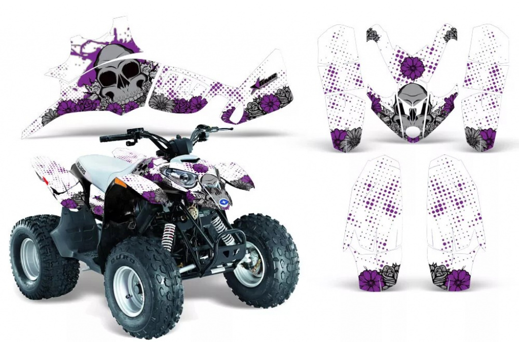 Brittany Hintergrund = Weiß, Designfarbe = Lila für Polaris Predator 90