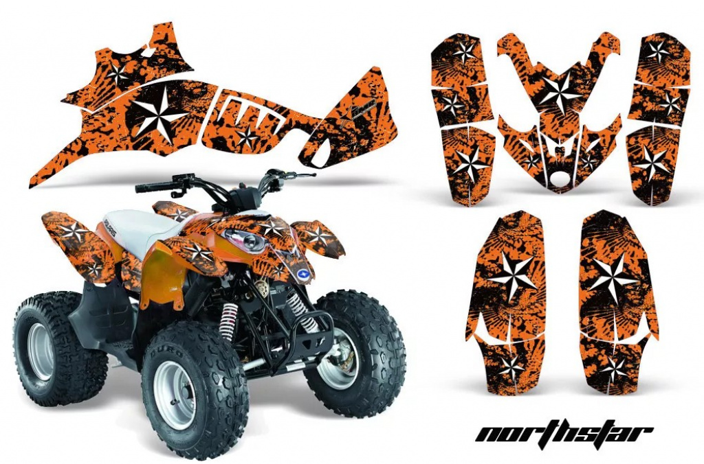 Northstar Hintergrund = Orange, Designfarbe = Weiß für Polaris Predator 90