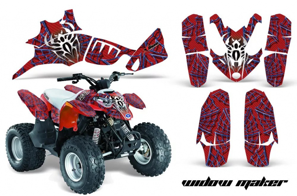 Widow Maker Hintergrund = Rot, Designfarbe = Schwarz für Polaris Predator 90