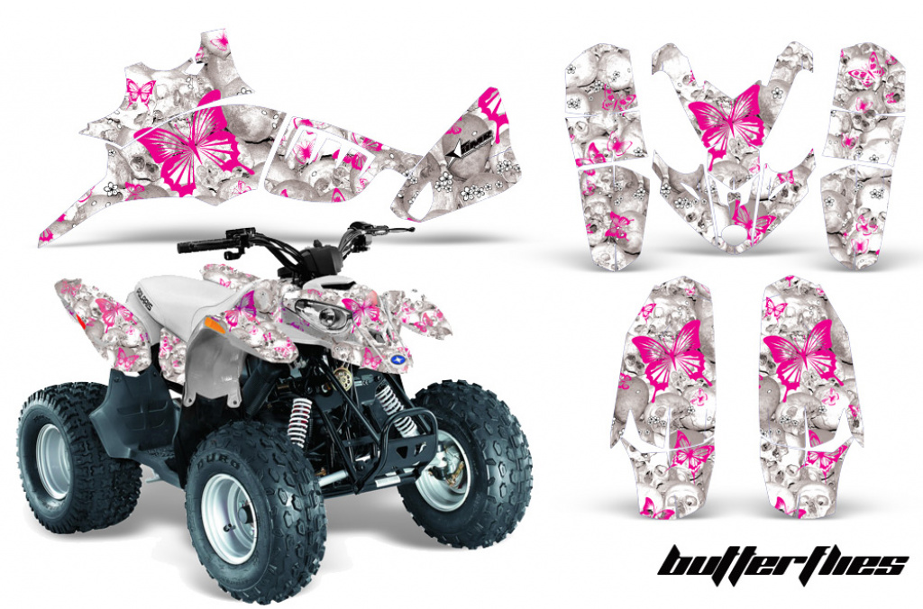 Butterfly Hintergrund = Weiß, Designfarbe = Pink für Polaris Predator 90
