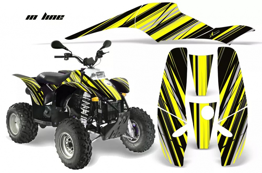 InLine Hintergrund = Schwarz, Designfarbe = Gelb für Polaris Scrambler 1985-2009