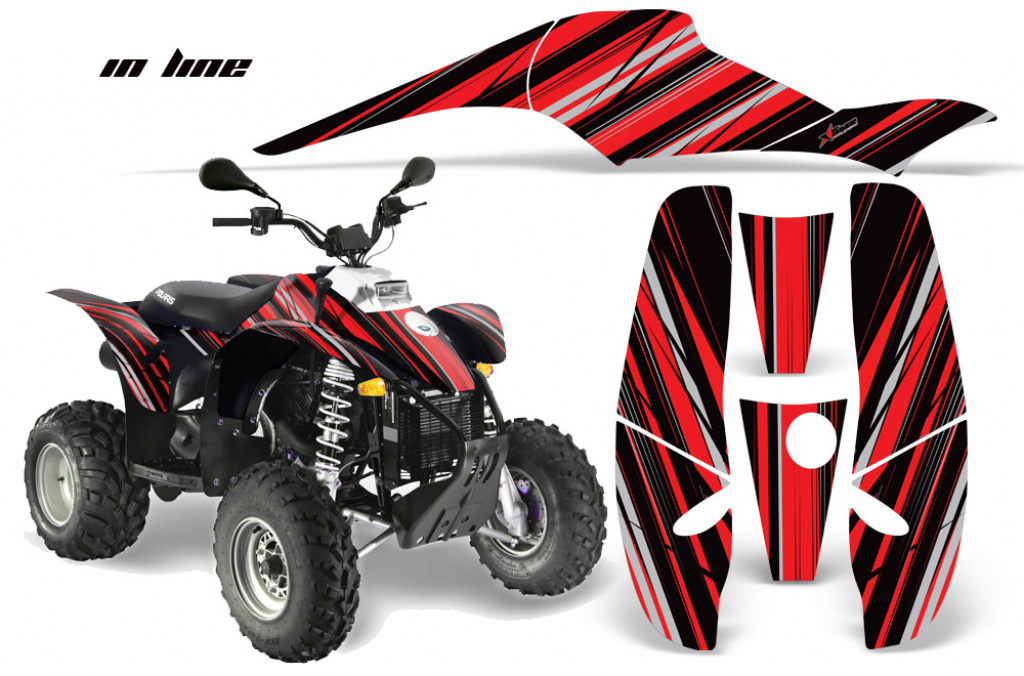 InLine Hintergrund = Schwarz, Designfarbe = Rot für Polaris Scrambler 1985-2009