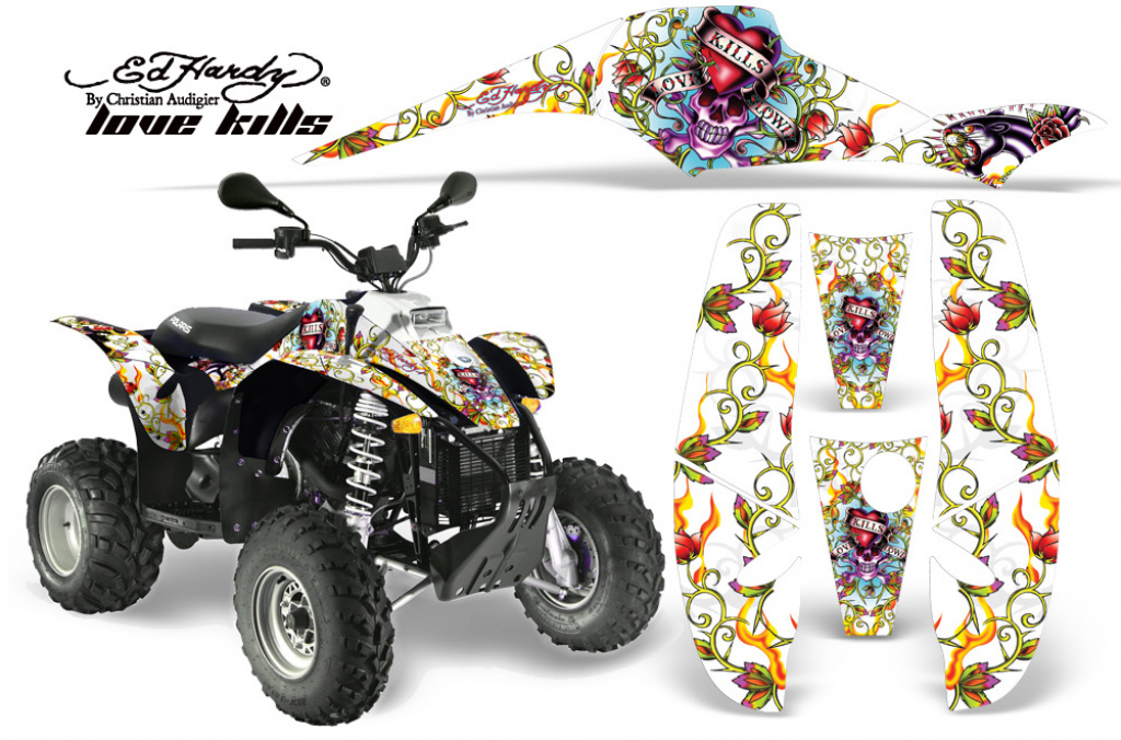 Ed-Hardy - LoveKills Weiß für Polaris Scrambler 1985-2009