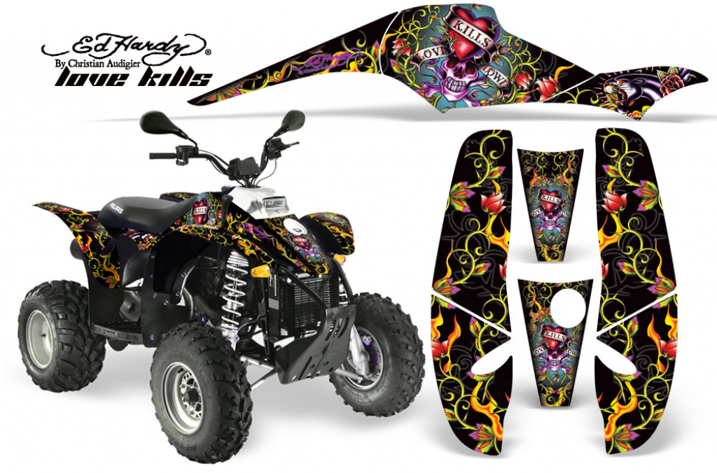 Ed-Hardy - LoveKills Schwarz für Polaris Scrambler 1985-2009