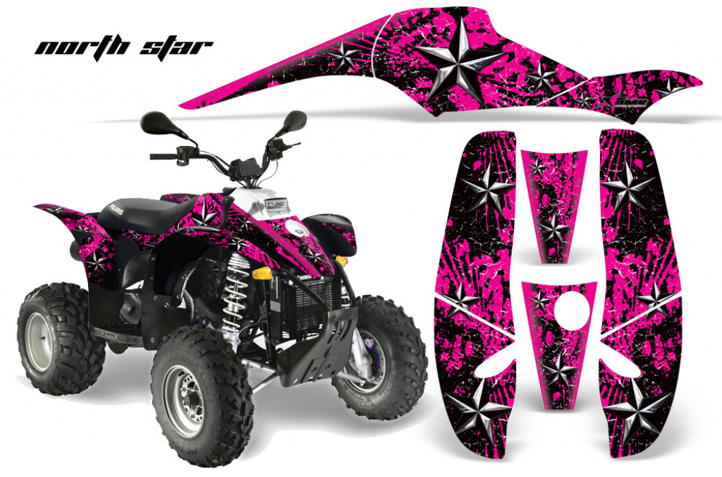 Northstar Hintergrund = Pink, Designfarbe = Silber für Polaris Scrambler 1985-2009
