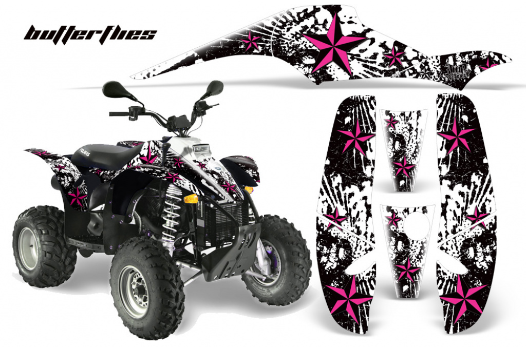 Northstar Hintergrund = Weiß, Designfarbe = Pink für Polaris Scrambler 1985-2009