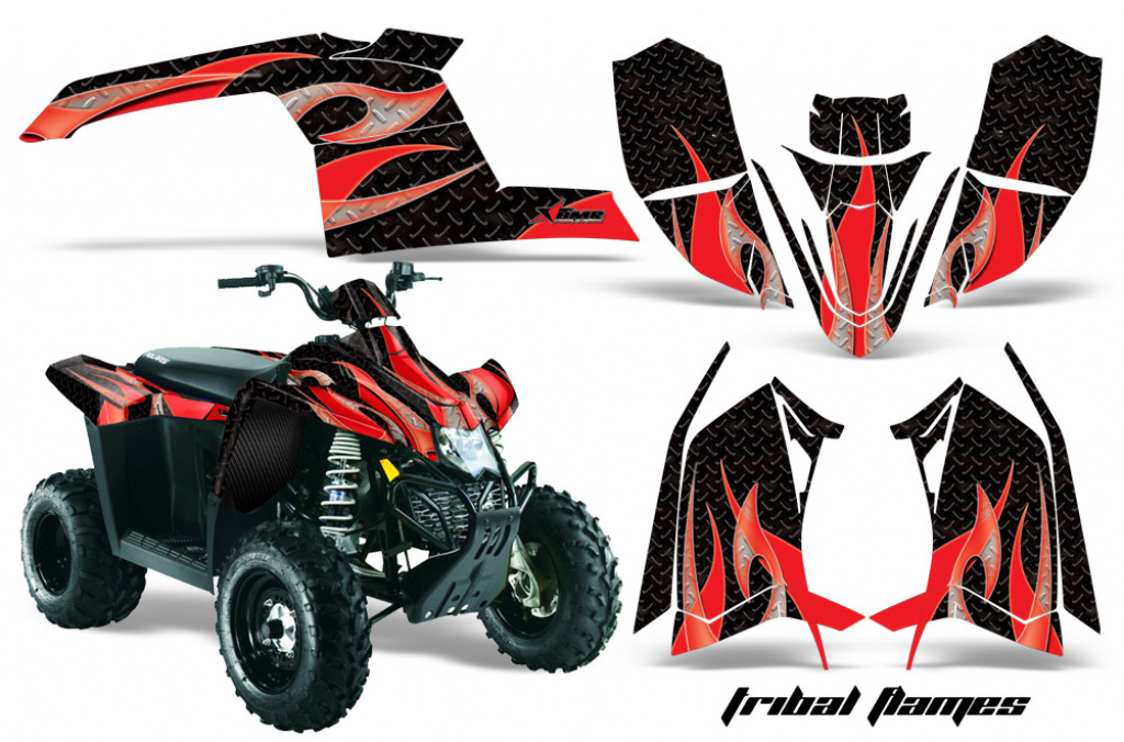 Tribal Flames Hintergrund = Schwarz, Designfarbe = Rot für Polaris Trailblazer 2010-2013