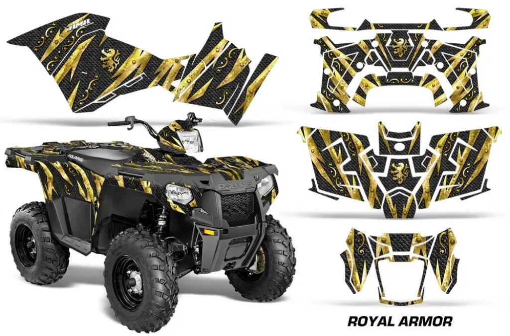 Royal Armor Hintergrund = Schwarz, Designfarbe = Gelb für Polaris Sportsman 325ETX/450/570 14-17