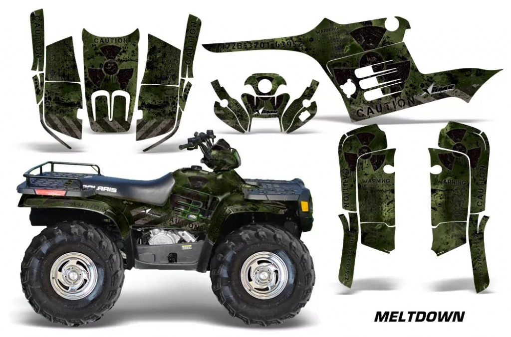 Meltdown Background = Green, Design color = Black for Polaris Sportsman 400/500/600/700 95-04