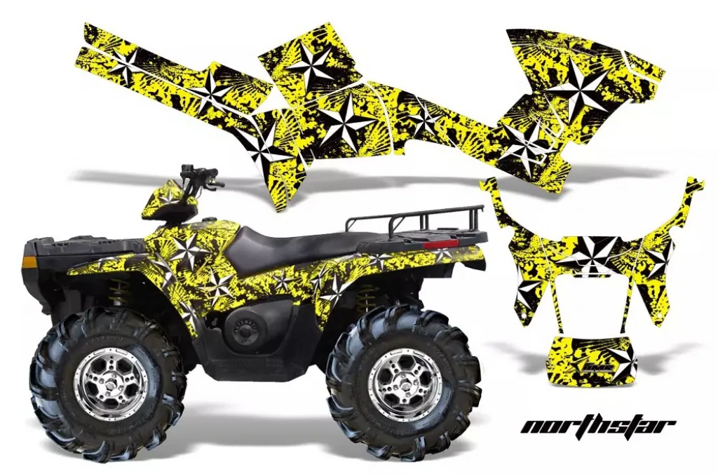 Northstar Hintergrund = Gelb, Designfarbe = Weiß für Polaris Sportsman 800/700/500 05-10