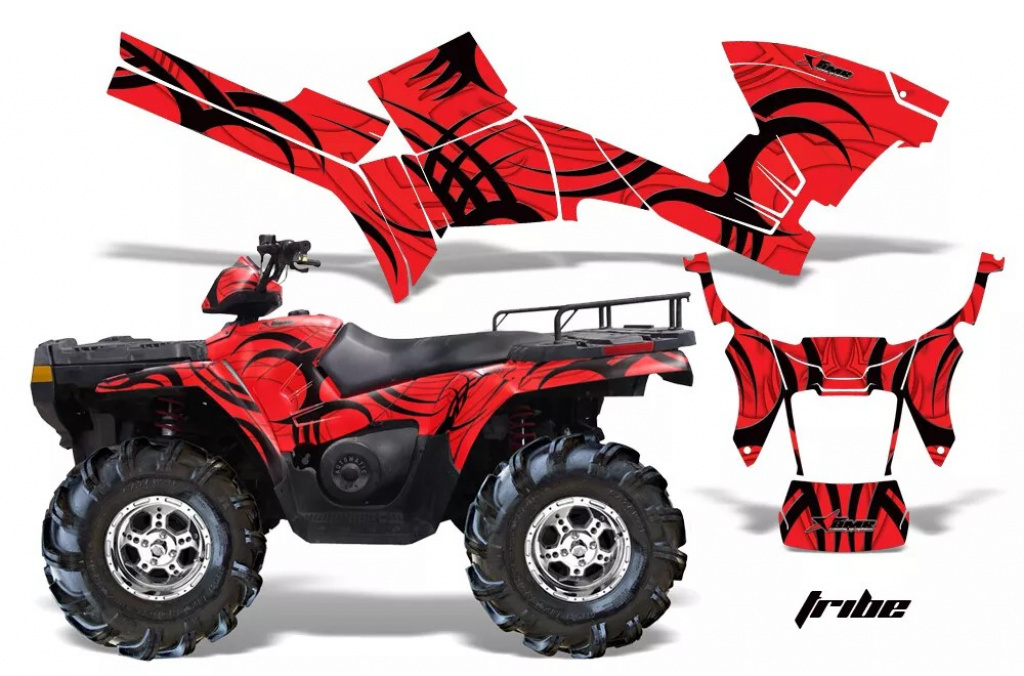 Tribe Background = Red, Design color = Black for Polaris Sportsman 800/700/500 05-10