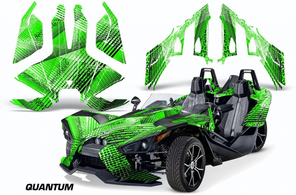 Quantum Hintergrund = Grün, Designfarbe = Schwarz für Polaris Slingshot SL15-23