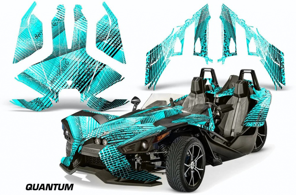 Quantum Hintergrund = Teal Blau, Designfarbe = Schwarz für Polaris Slingshot SL15-23