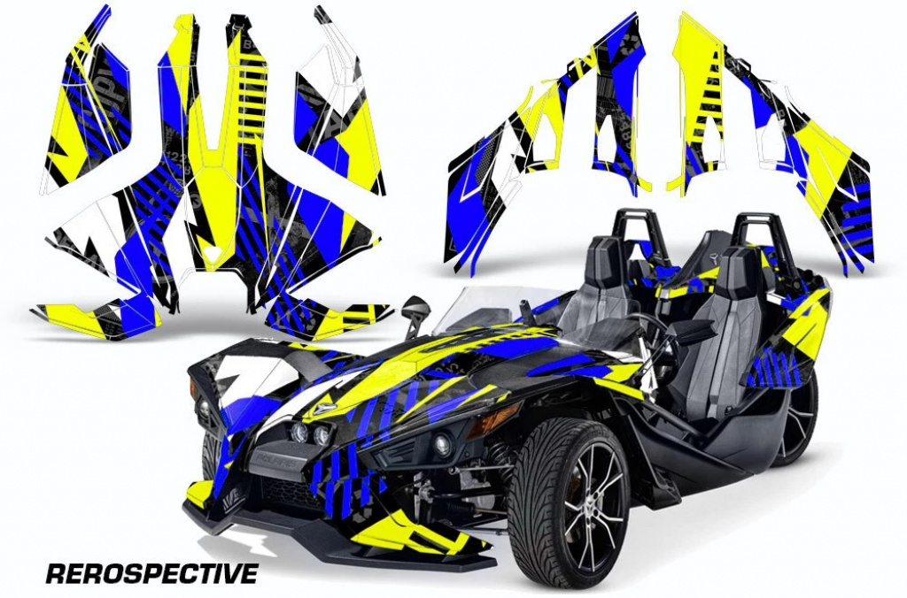 Retrospective Hintergrund = Blau, Designfarbe = Gelb Polaris Slingshot SL15-23