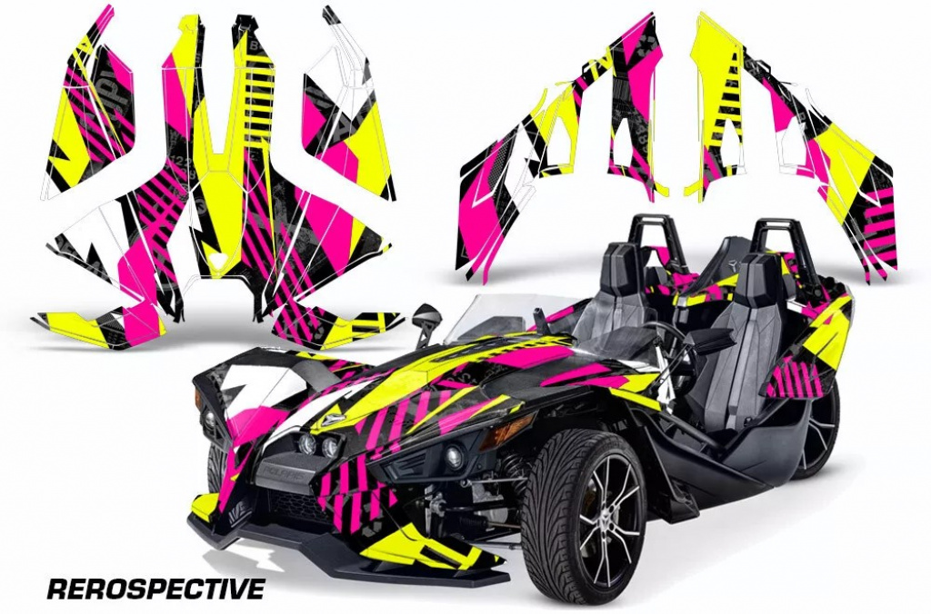 Retrospective Hintergrund = Pink, Designfarbe = Gelb für Polaris Slingshot SL15-23