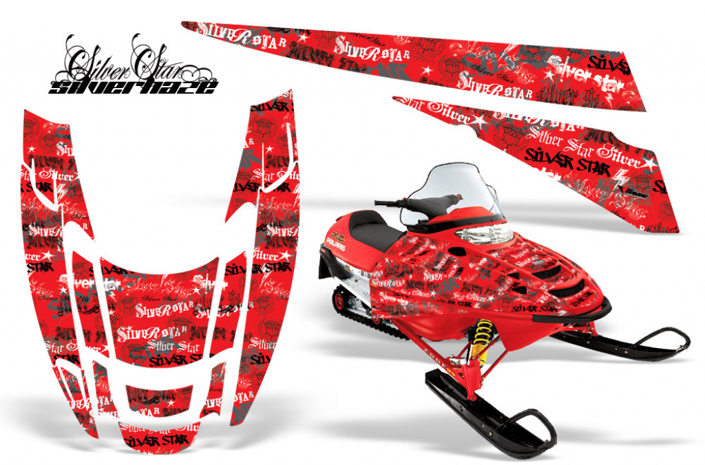 SilverStar - Silverhaze Hintergrund = Rot, Designfarbe = Schwarz für Polaris Edge
