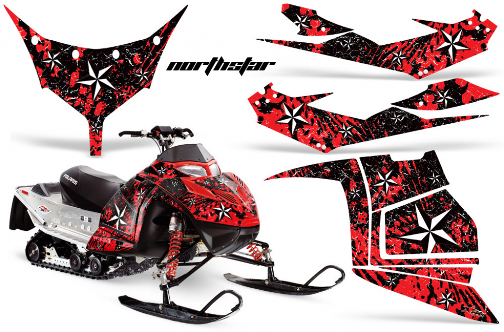 Northstar Hintergrund = Rot, Designfarbe = Weiß für Polaris IQ Race 600 05-18