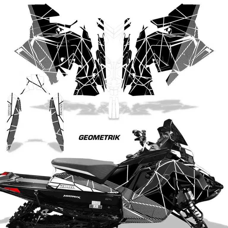Geometrik Hintergrund = Schwarz, Designfarbe = Weiß für Polaris Matryx Indy Assault 21+