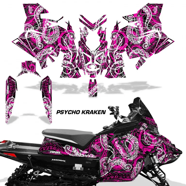 Psycho Kraken Hintergrund = Schwarz, Designfarbe = Pink für Polaris Matryx Indy Assault 21+