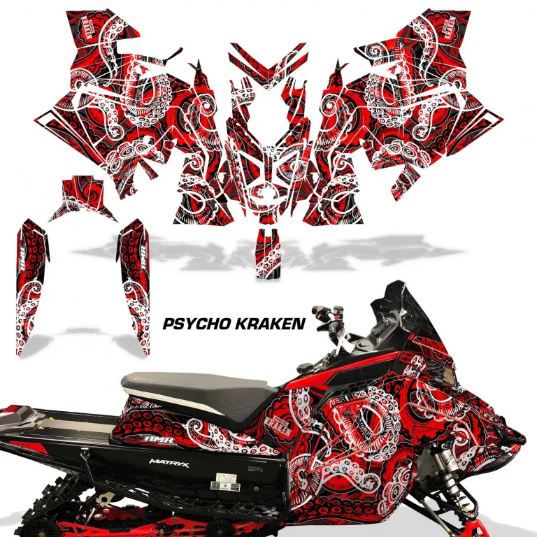 Psycho Kraken Hintergrund = Schwarz, Designfarbe = Rot für Polaris Matryx Indy Assault 21+