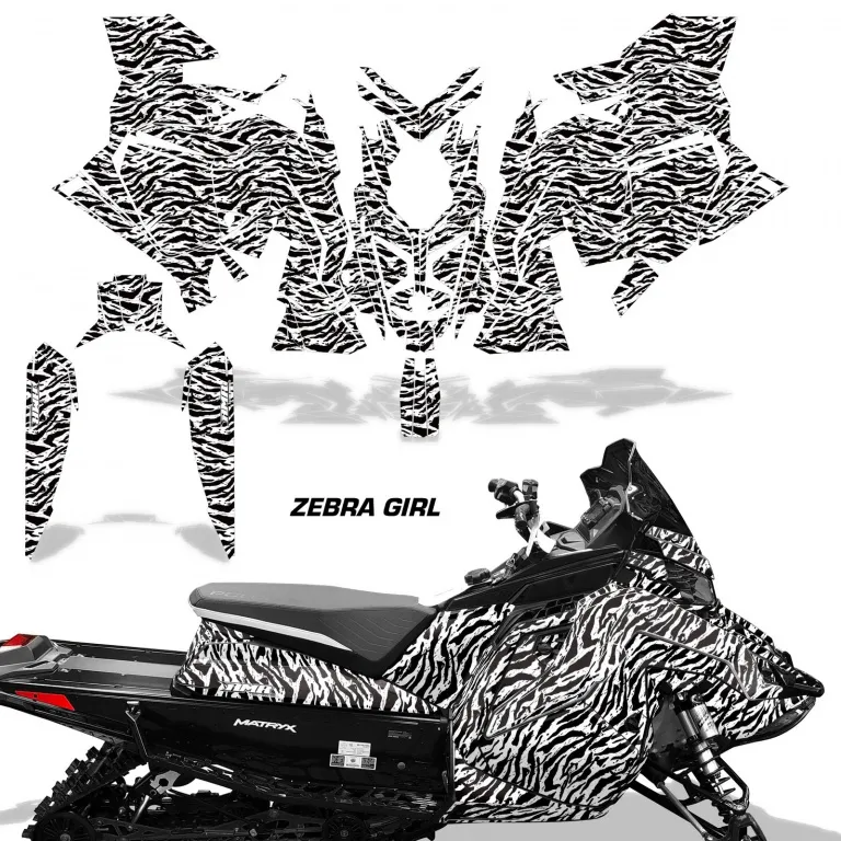 Zebra Girl Hintergrund = Weiß, Designfarbe = Schwarz für Polaris Matryx Indy Assault 21+