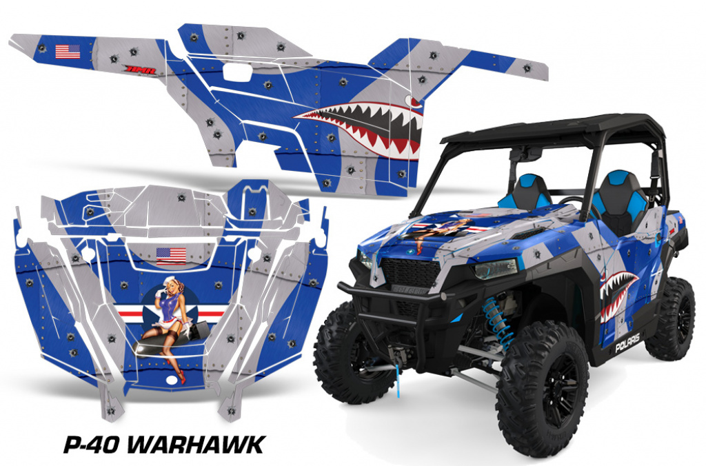 P40-Warhawk Blau für Polaris General 2 Türer 2016+