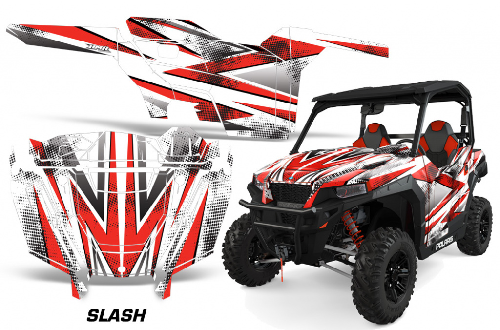 Slash Hintergrund = Weiß, Designfarbe = Rot für Polaris General 2 Türer 2016+