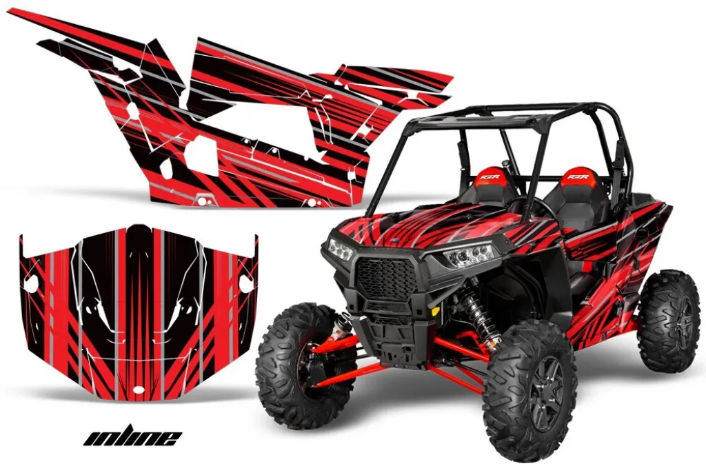 InLine Hintergrund = Schwarz, Designfarbe = Rot für Polaris RZR 1000 Turbo 2 Türer 13-18
