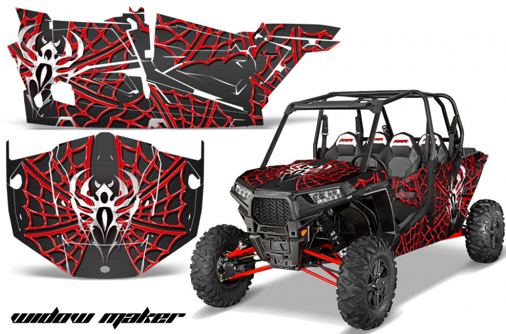 Widow Maker Hintergrund = Schwarz, Designfarbe = Rot für Polaris RZR 1000 XP 4 Türer 13-18