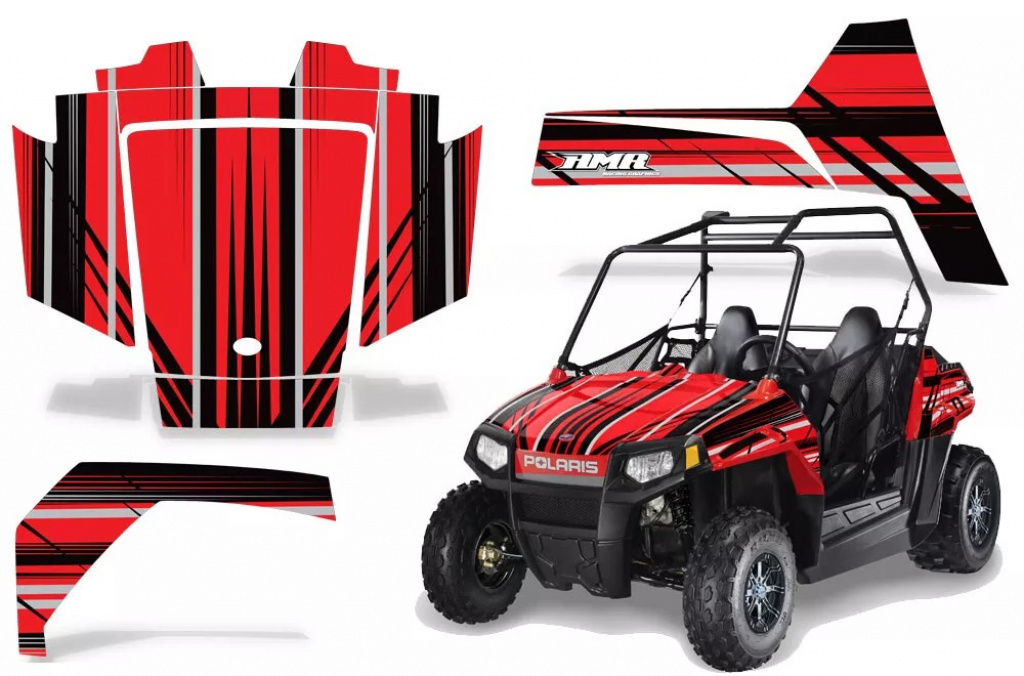 InLine Hintergrund = Schwarz, Designfarbe = Rot für Polaris RZR 170