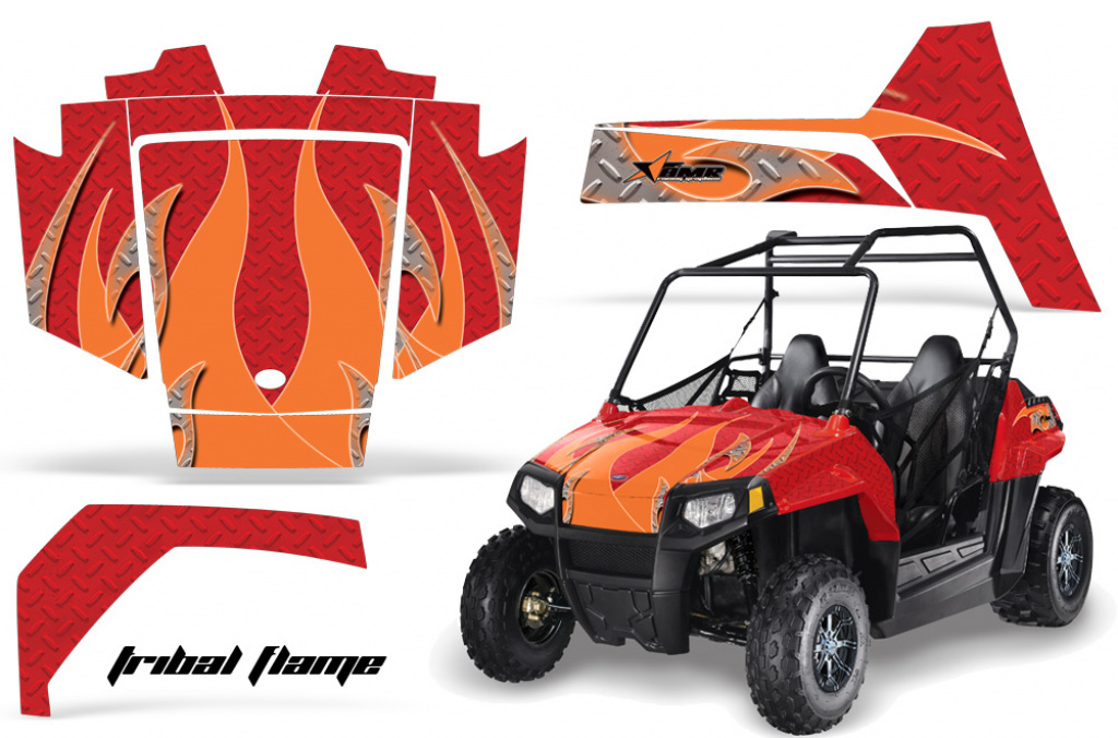 Tribal Flames Hintergrund = Rot, Designfarbe = Orange Polaris RZR 170