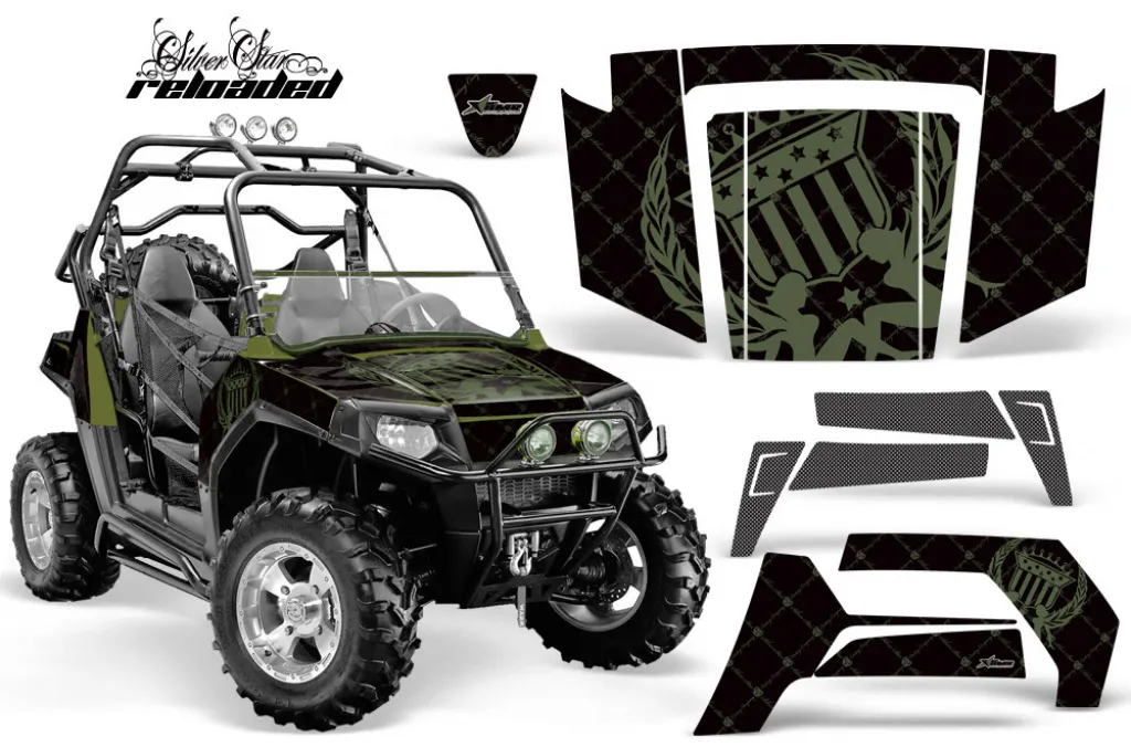 SilverStar - Reloaded Background = Black, Design color = Green for Polaris RZR 800/s 06-10