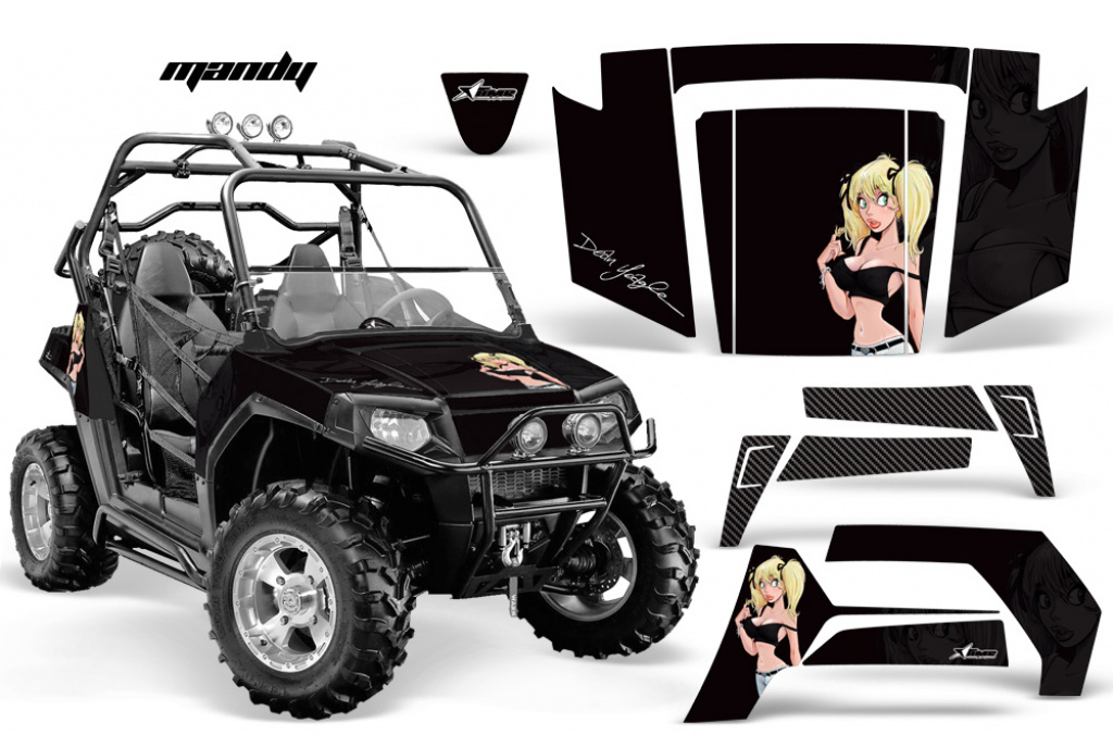 Mandy Hintergrund = Schwarz, Designfarbe = Schwarz für Polaris RZR 800/s 06-10