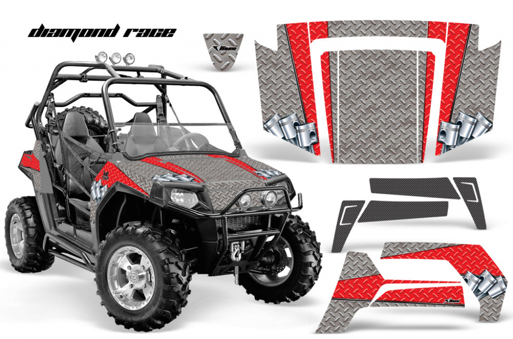 Diamond Race Hintergrund = Silber, Designfarbe = Rot Polaris RZR 800/s 06-10