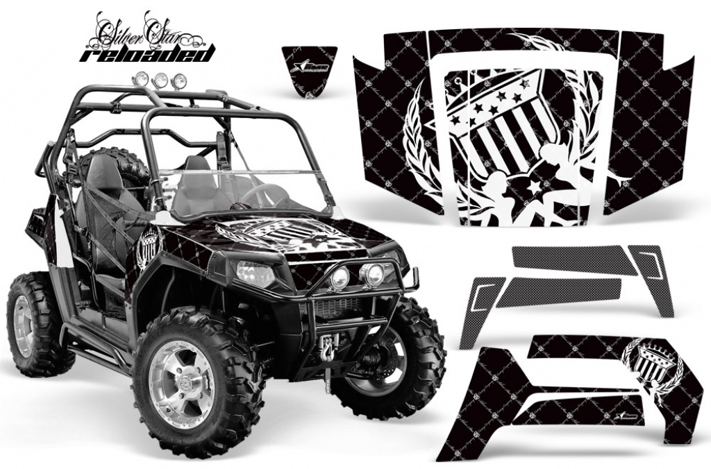 SilverStar - Reloaded Hintergrund = Schwarz, Designfarbe = Weiß für Polaris RZR 800/s 06-10