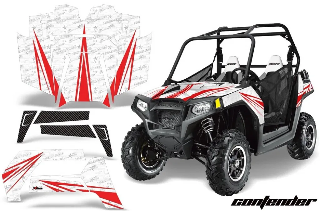 Contender Hintergrund = Weiß, Designfarbe = Rot für Polaris RZR 800/s 11-14
