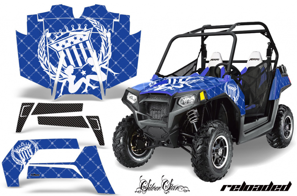 Silverstar - Reloaded Hintergrund = Blau, Designfarbe = Weiß für Polaris RZR 800/s 11-14