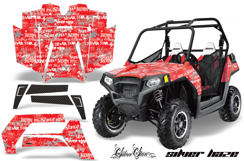 Silverstar - Silverhaze Hintergrund = Rot, Designfarbe = Weiß Polaris RZR 800/s 11-14