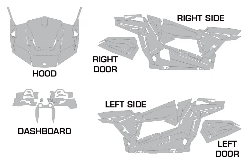 Schnittmuster für Polaris RZR 900S/1000S 2 Türer 15-20