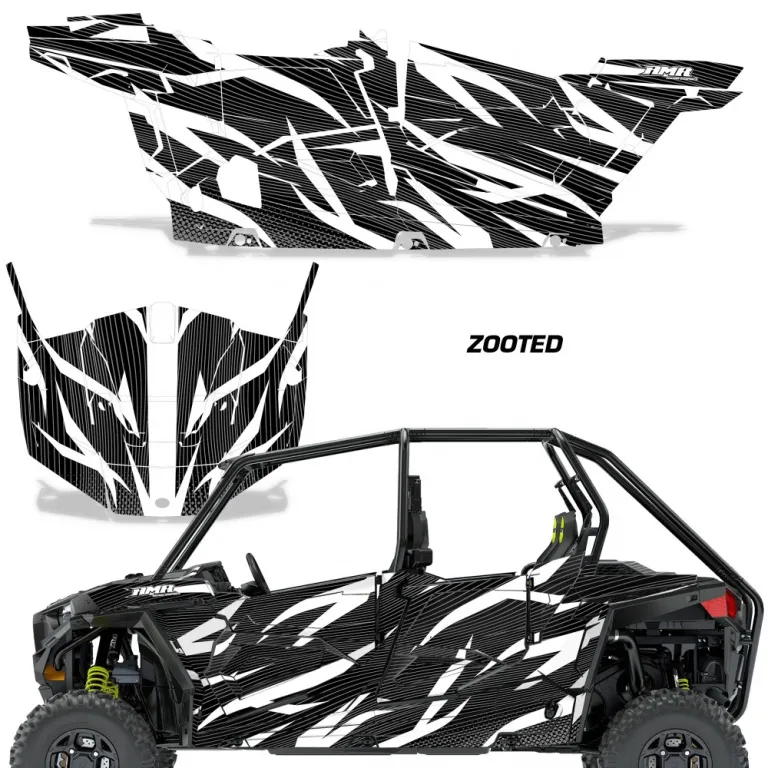 Zooted Hintergrund = Schwarz, Designfarbe = Weiß für Polaris RZR 900S/1000S 4 Türer 15-20