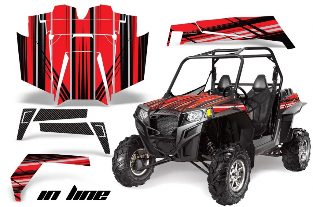 InLine Hintergrund = Schwarz, Designfarbe = Rot für Polaris RZR 900XP 11-14