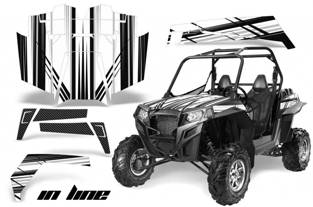 InLine Hintergrund = Schwarz, Designfarbe = Weiß für Polaris RZR 900XP 11-14