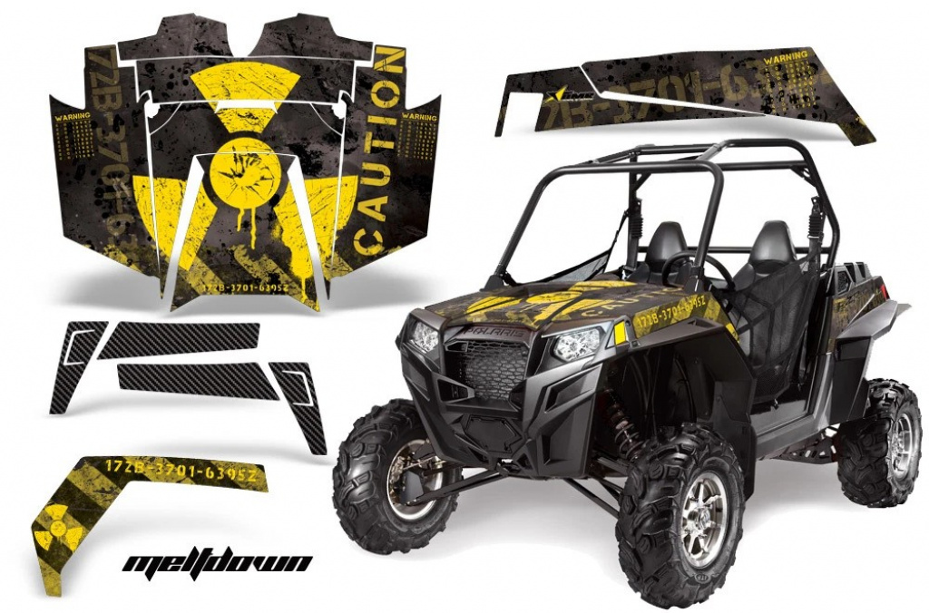 Meltdown Hintergrund = Schwarz, Designfarbe = Gelb für Polaris RZR 900XP 11-14