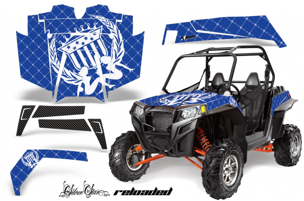 Silverstar - Reloaded Hintergrund = Blau, Designfarbe = Weiß für Polaris RZR 900XP 11-14