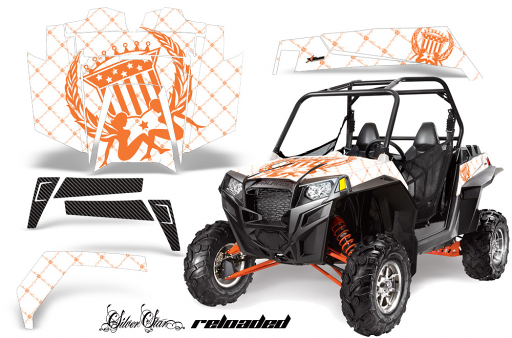 Silverstar - Reloaded Hintergrund = Weiß, Designfarbe = Orange für Polaris RZR 900XP 11-14