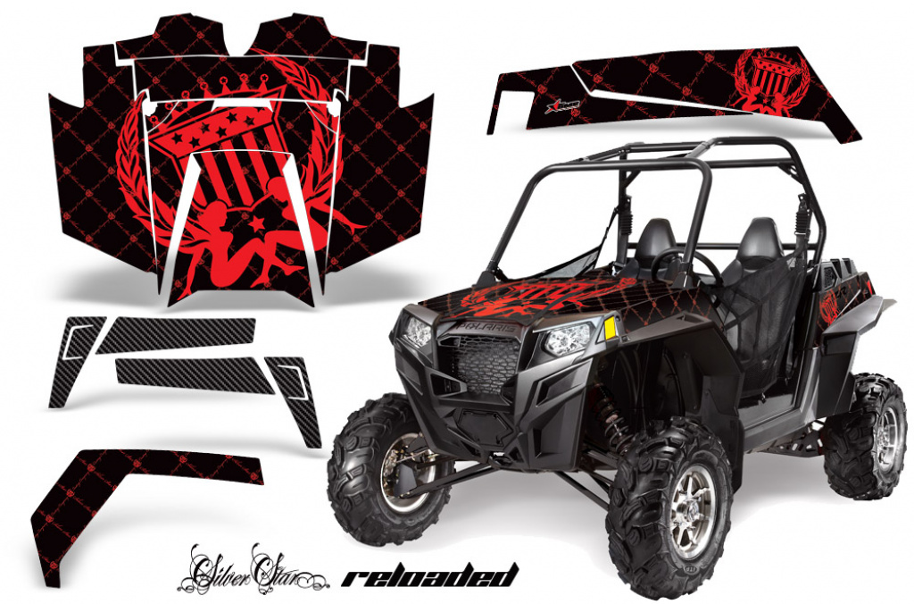 Silverstar - Reloaded Hintergrund = Schwarz, Designfarbe = Rot für Polaris RZR 900XP 11-14